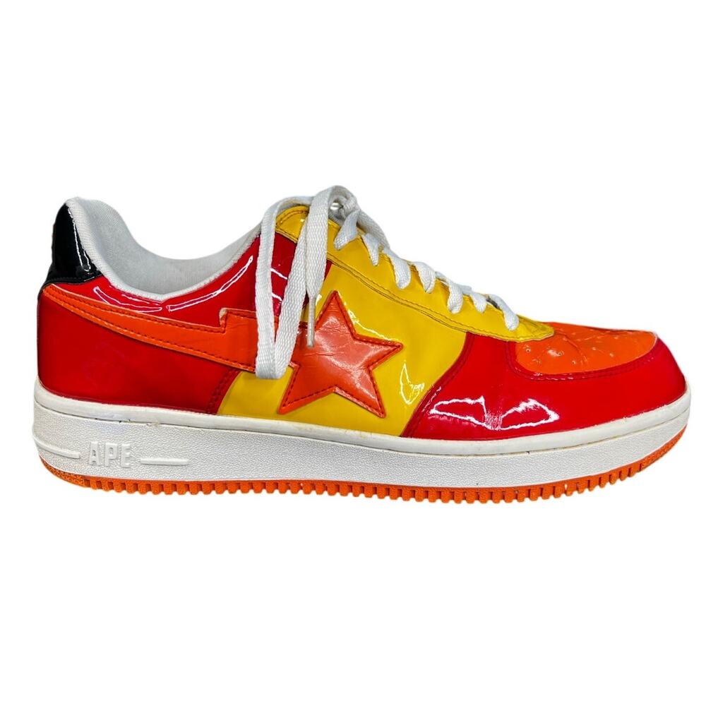 Bapesta Men’s FS002 Red Yellow Orange Skate Sneakers Size US 10.5